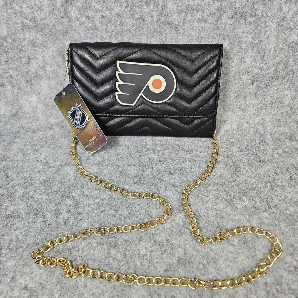 NWT Philadelphia Flyers Crossbody‎ Gold Chain Logo Hockey NHL Purse READ